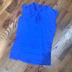 Athleta Pacifica UPF Tank Blue half-zip top | M